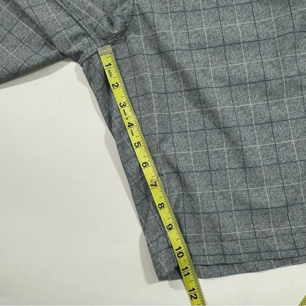 Travis Mathew Flat Front Shorts Grey Blue Check Print
